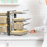 Bakeware & Accessories: CARLA HOME Adjustable 8-Tier Pan Rack Pot Organizer for Kitchen Cabinet