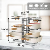 Bakeware & Accessories: CARLA HOME Adjustable 8-Tier Pan Rack Pot Organizer for Kitchen Cabinet