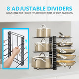 Bakeware & Accessories: CARLA HOME Adjustable 8-Tier Pan Rack Pot Organizer for Kitchen Cabinet