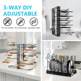 Bakeware & Accessories: CARLA HOME Adjustable 8-Tier Pan Rack Pot Organizer for Kitchen Cabinet