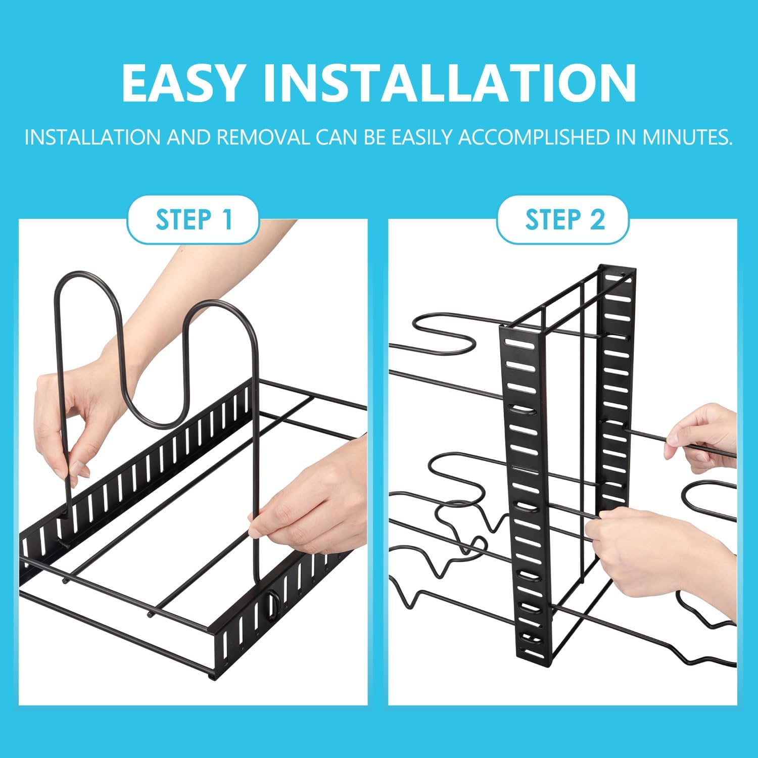 Bakeware & Accessories: CARLA HOME Adjustable 8-Tier Pan Rack Pot Organizer for Kitchen Cabinet