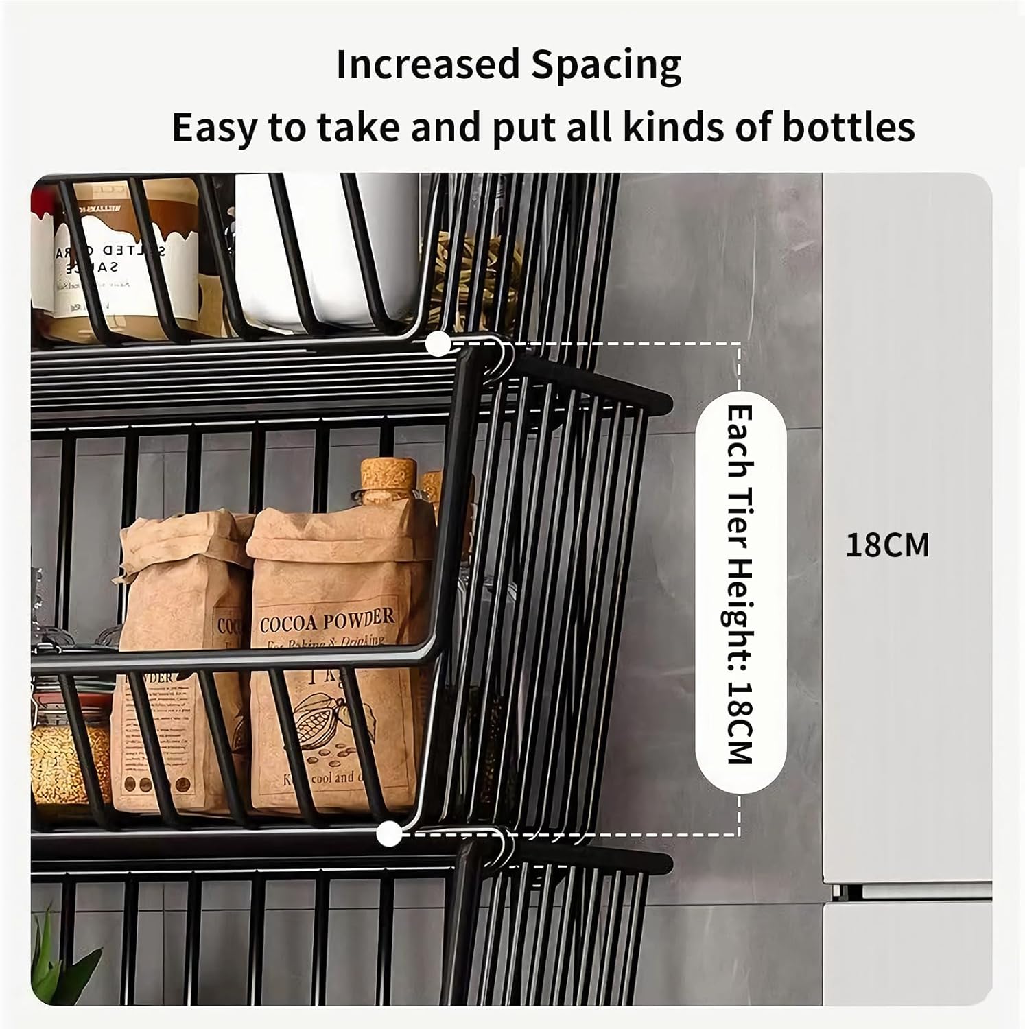 Food Storage: CARLA HOME Metal 5-Tier Rolling Vegetable and Fruit Basket Cart Stand for Kitchen