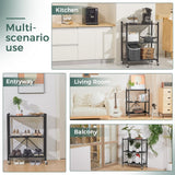 Kitchen & Bathroom DIY: CARLA HOME 3-Tier Foldable Storage Shelf with Wheels for Kitchen, Garage, Pantry or Basement (Black)