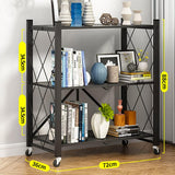 Kitchen & Bathroom DIY: CARLA HOME 3-Tier Foldable Storage Shelf with Wheels for Kitchen, Garage, Pantry or Basement (Black)