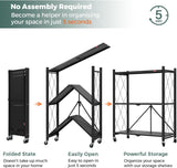 Kitchen & Bathroom DIY: CARLA HOME 3-Tier Foldable Storage Shelf with Wheels for Kitchen, Garage, Pantry or Basement (Black)