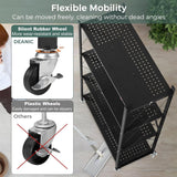 Kitchen & Dining Trolleys: CARLA HOME 4-Tier Foldable Storage Shelf with Wheels for Kitchen, Garage, Pantry or Basement (Black)