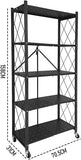 Kitchen & Dining Trolleys: CARLA HOME 5-Tier Foldable Storage Shelf with Wheels for Kitchen, Garage, Pantry or Basement (Black)