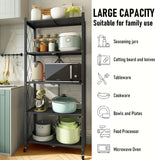 Kitchen & Dining Trolleys: CARLA HOME 5-Tier Foldable Storage Shelf with Wheels for Kitchen, Garage, Pantry or Basement (Black)