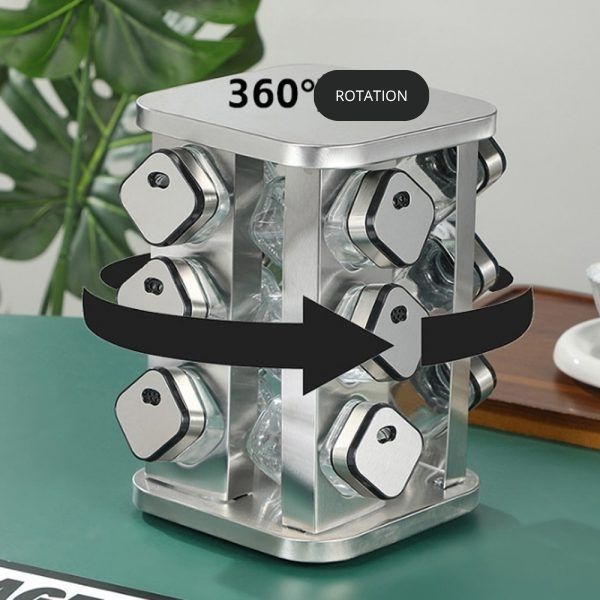 CARLA HOME Rotating Spice Rack Organizer with 12 Glass Jars for Kitchen Countertop