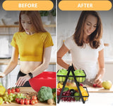 Kitchen Appliance Accessories: CARLA HOME 2-Tier Fruit Basket Stand for Kitchen Countertop for Fruits, Vegetables, Bread & Snacks with Wooden Handle