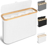 Kitchen & Bathroom DIY: CARLA HOME Toilet Paper Storage Basket Holds Up to 12 Rolls with Bamboo Lid and Handle for RV Closet (White)