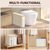 Kitchen & Bathroom DIY: CARLA HOME Toilet Paper Storage Basket Holds Up to 12 Rolls with Bamboo Lid and Handle for RV Closet (White)