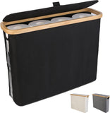 Kitchen & Bathroom DIY: CARLA HOME Toilet Paper Storage Basket Holds Up to 12 Rolls with Bamboo Lid and Handle for RV Closet (Black)