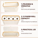 Kitchen & Bathroom DIY: CARLA HOME Toilet Paper Storage Basket Holds Up to 12 Rolls with Bamboo Lid and Handle for RV Closet (Black)