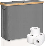 Kitchen & Bathroom DIY: CARLA HOME Toilet Paper Storage Basket Holds Up to 12 Rolls with Bamboo Lid and Handle for RV Closet (Grey)