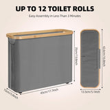 Kitchen & Bathroom DIY: CARLA HOME Toilet Paper Storage Basket Holds Up to 12 Rolls with Bamboo Lid and Handle for RV Closet (Grey)