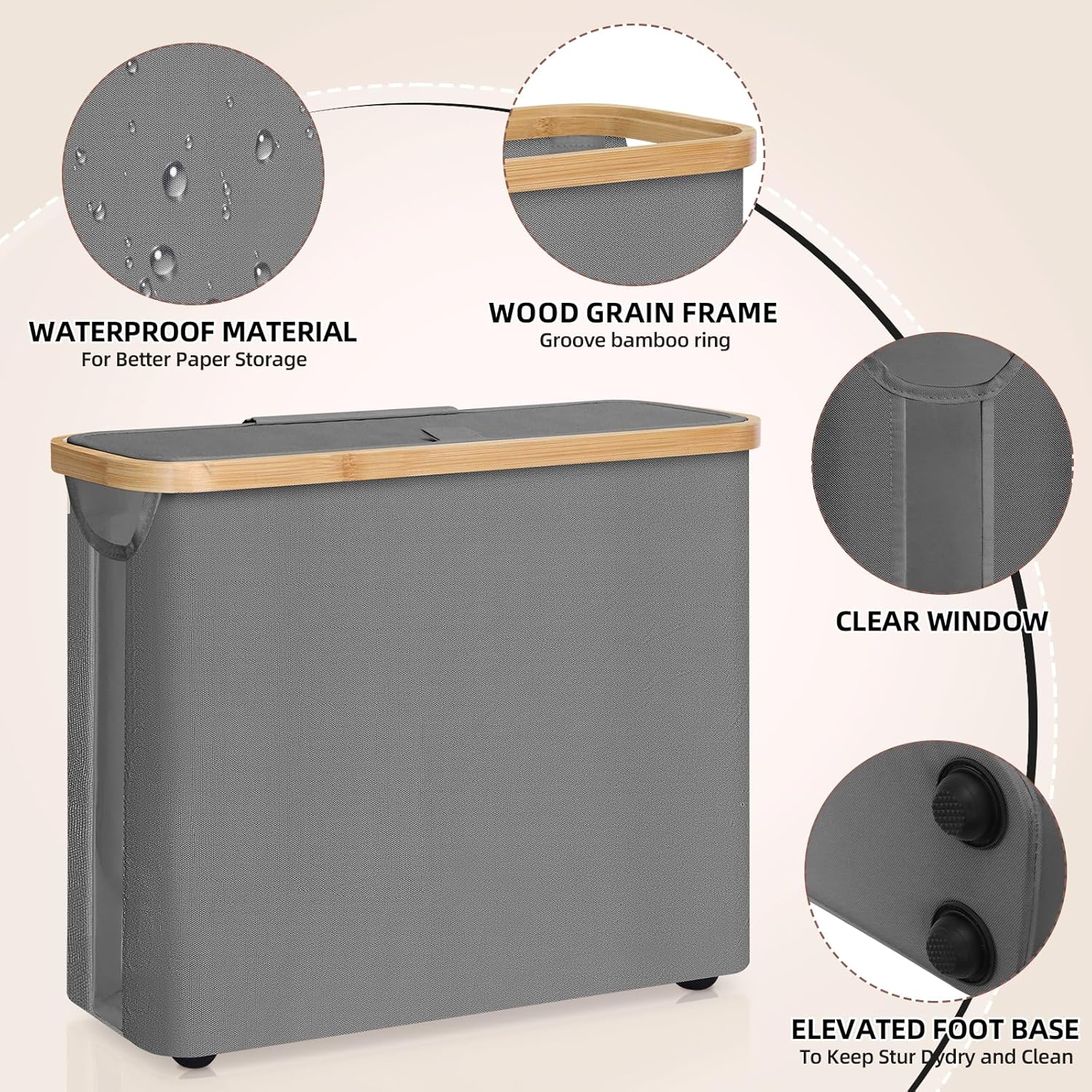 Kitchen & Bathroom DIY: CARLA HOME Toilet Paper Storage Basket Holds Up to 12 Rolls with Bamboo Lid and Handle for RV Closet (Grey)