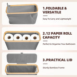 Kitchen & Bathroom DIY: CARLA HOME Toilet Paper Storage Basket Holds Up to 12 Rolls with Bamboo Lid and Handle for RV Closet (Grey)
