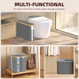Kitchen & Bathroom DIY: CARLA HOME Toilet Paper Storage Basket Holds Up to 12 Rolls with Bamboo Lid and Handle for RV Closet (Grey)