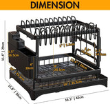 Dish Racks: CARLA HOME 2-Tier Dish Drying Rack with Drainage Tray, Utensil Holder, Cup Hooks & Cutting Board Slot for Countertop Kitchen Storage (Black)