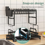 Dish Racks: CARLA HOME 2-Tier Dish Drying Rack with Drainage Tray, Utensil Holder, Cup Hooks & Cutting Board Slot for Countertop Kitchen Storage (Black)