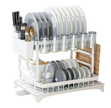 Dish Racks: CARLA HOME 2-Tier Dish Drying Rack with Drainage Tray, Utensil Holder, Cup Hooks & Cutting Board Slot for Countertop Kitchen Storage (White)