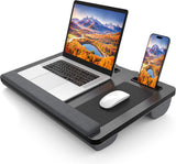 Desk Accessories: CARLA HOME Oversized Portable Lap Desk with Cushion,Mouse Pad, Tablet and Phone Holder which Fits Up to 17 Inch Laptops for Bed or Sofa (Black)