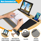 Desk Accessories: CARLA HOME Oversized Portable Lap Desk with Cushion,Mouse Pad, Tablet and Phone Holder which Fits Up to 17 Inch Laptops for Bed or Sofa (Brown)