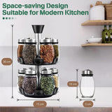 Kitchen & Bathroom DIY: CARLA HOME Rotating Spice Rack Organizer with 16 Glass Jars for Kitchen Seasoning and Herb Storage