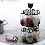 Kitchen & Bathroom DIY: CARLA HOME Rotating Spice Rack Organizer with 16 Glass Jars for Kitchen Seasoning and Herb Storage