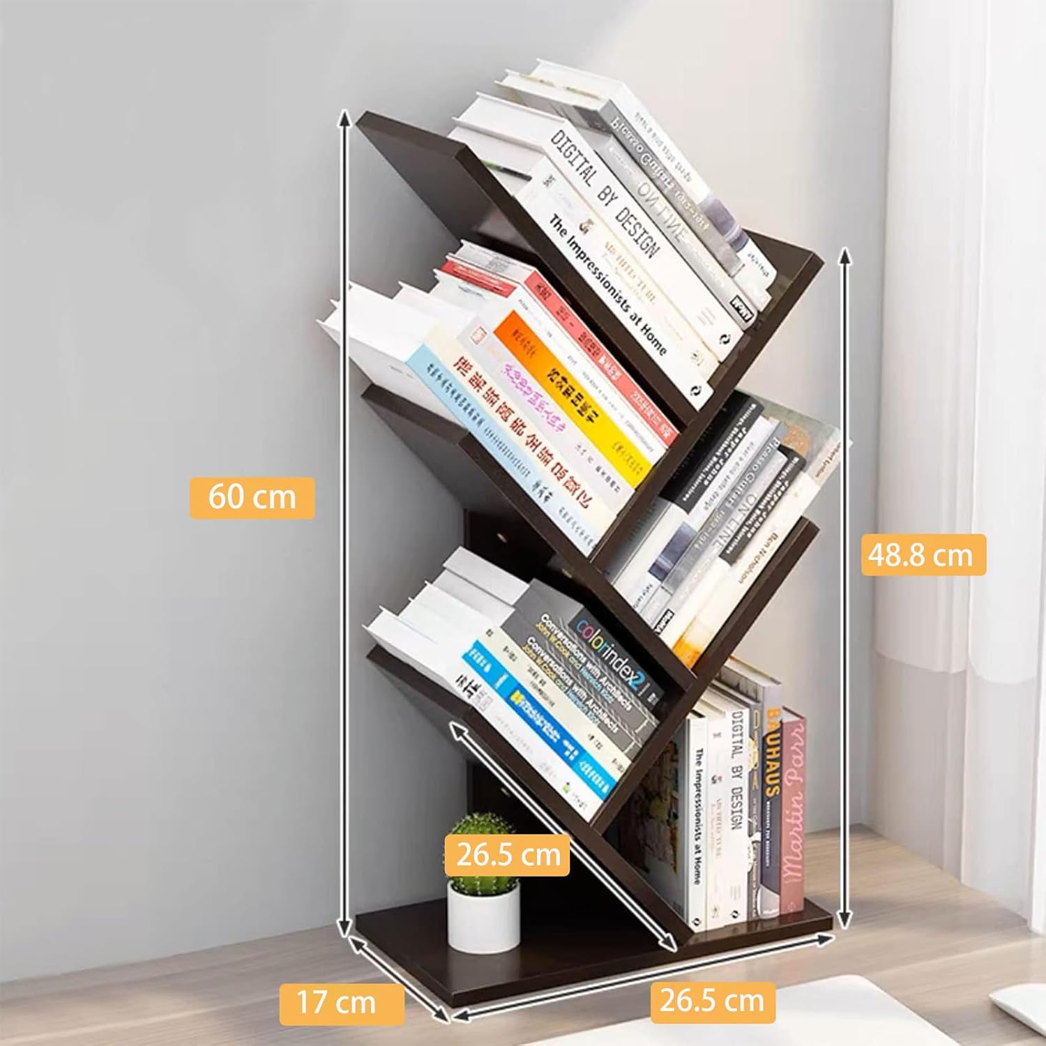 Bookcases & Shelves: CARLA HOME 5-Tier Tree Bookshelf Storage Rack for Home Office or Bedroom (Black)