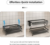 Dish Racks: CARLA HOME 2-Tier Dish Drying Rack with Drainage Tray, Utensil Holder, Cup Hooks & Cutting Board Rack for Kitchen (Black)