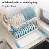 Dish Racks: CARLA HOME 2-Tier Dish Drying Rack with Drainage Tray, Utensil Holder, Cup Hooks & Cutting Board Rack for Kitchen (White)