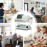 Dish Racks: CARLA HOME 2-Tier Dish Drying Rack with Drainage Tray, Utensil Holder, Cup Hooks & Cutting Board Rack for Kitchen (White)