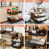 Desk Accessories: CARLA HOME Pack Pull Out Cabinet Organizer Expandable for Cabinets with Adjustable Slide Out Shelves and Easy Installation (Black)