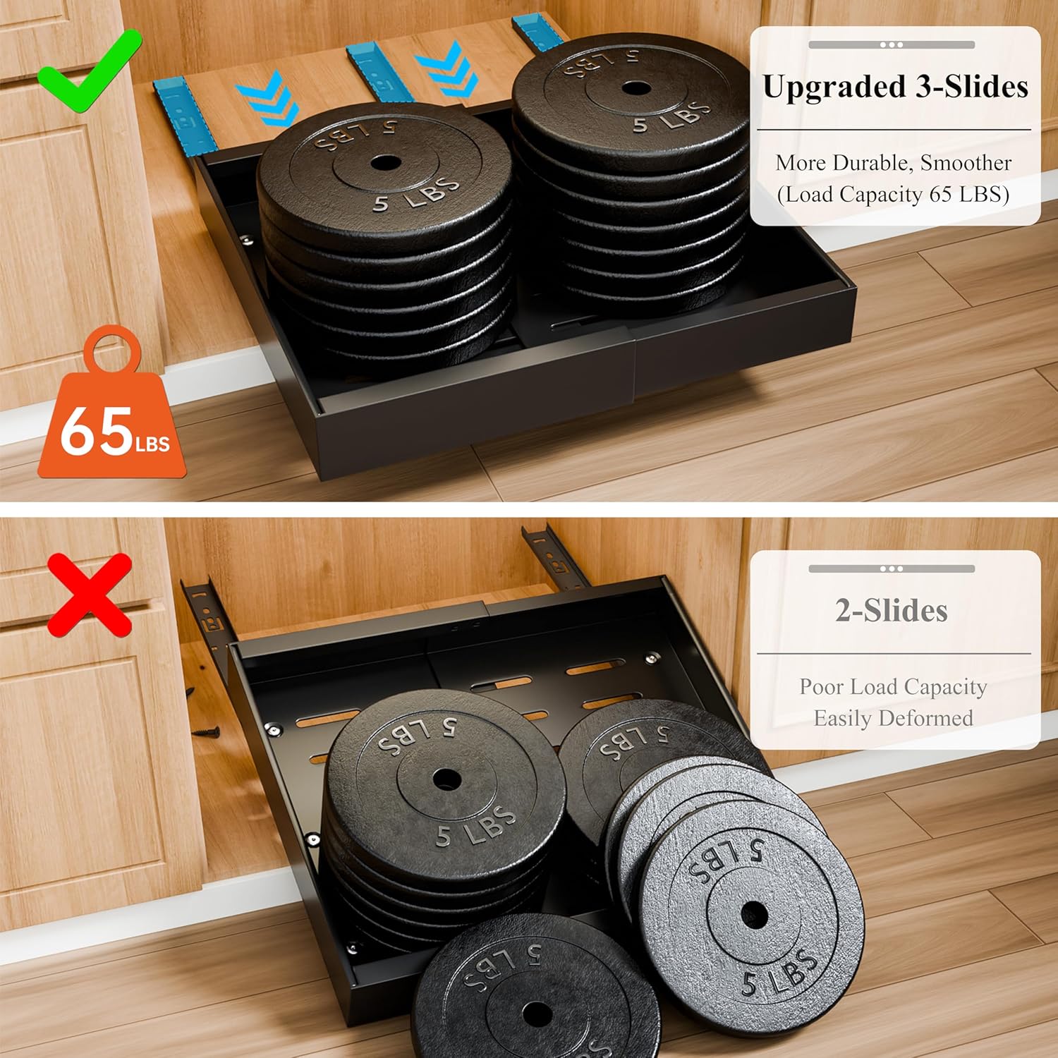 Desk Accessories: CARLA HOME Pack Pull Out Cabinet Organizer Expandable for Cabinets with Adjustable Slide Out Shelves and Easy Installation (Black)