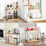 Storage Cabinets: CARLA HOME 2-Tier Wooden Coffee Station Rack Organizer for Coffee Bar, Condiments, Syrups, Storage Jars & Spice Storage Shelf