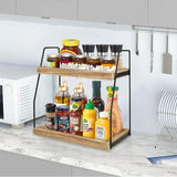 Storage Cabinets: CARLA HOME 2-Tier Wooden Coffee Station Rack Organizer for Coffee Bar, Condiments, Syrups, Storage Jars & Spice Storage Shelf