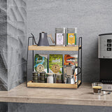 Storage Cabinets: CARLA HOME 2-Tier Wooden Coffee Station Rack Organizer for Coffee Bar, Condiments, Syrups, Storage Jars & Spice Storage Shelf