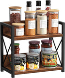 Kitchen & Bathroom DIY: CARLA HOME 2-Tier Countertop Shelf Organizer Rustic Wood Kitchen Spice Rack for Storage, Condiments & Cabinet Organization