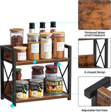 Kitchen & Bathroom DIY: CARLA HOME 2-Tier Countertop Shelf Organizer Rustic Wood Kitchen Spice Rack for Storage, Condiments & Cabinet Organization