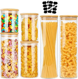 Food Storage: CARLA HOME 6 Pack Glass Storage Jars with Bamboo Lids for Kitchen Pantry, Pasta, Snacks, Cookies, Candy & More