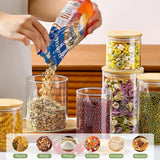 Food Storage: CARLA HOME 6 Pack Glass Storage Jars with Bamboo Lids for Kitchen Pantry, Pasta, Snacks, Cookies, Candy & More