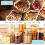 Food Storage: CARLA HOME 6 Pack Glass Storage Jars with Bamboo Lids for Kitchen Pantry, Pasta, Snacks, Cookies, Candy & More