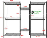 Clothing & Wardrobe Storage: CARLA HOME Heavy Duty Clothing Garment Rack Organizer with Hanging Rods & Storage Shelves for Clothes, Shoes & Wardrobe