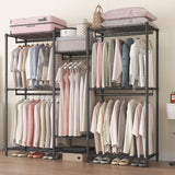 Clothing & Wardrobe Storage: CARLA HOME Heavy Duty Clothing Garment Rack Organizer with Hanging Rods & Storage Shelves for Clothes, Shoes & Wardrobe