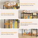 Clothing & Wardrobe Storage: CARLA HOME Heavy Duty Clothing Garment Rack Organizer with Hanging Rods & Storage Shelves for Clothes, Shoes & Wardrobe