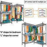 Clothing & Wardrobe Storage: CARLA HOME Heavy Duty Clothing Garment Rack Organizer with Hanging Rods & Storage Shelves for Clothes, Shoes & Wardrobe