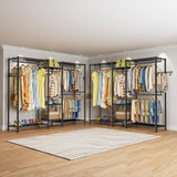 Clothing & Wardrobe Storage: CARLA HOME Heavy Duty Clothing Garment Rack Organizer with Hanging Rods & Storage Shelves for Clothes, Shoes & Wardrobe