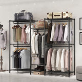 Clothing & Wardrobe Storage: CARLA HOME Heavy Duty Clothing Garment Rack Organizer with Hanging Rods & Storage Shelves for Clothes, Shoes & Wardrobe